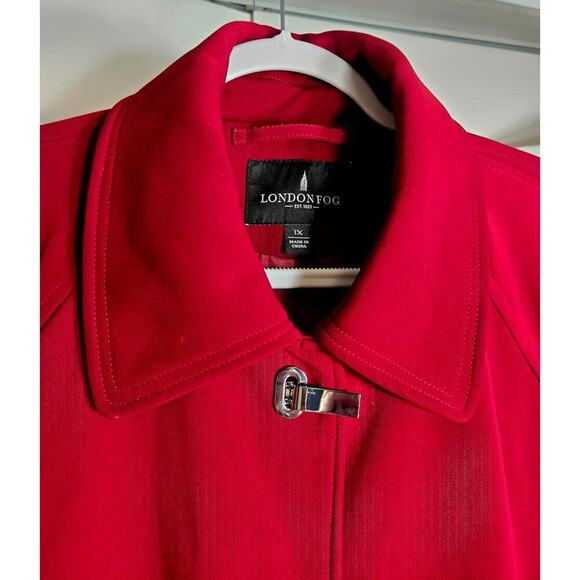 London Fog Rain Trench Coat Size 1X Red Outdoor  Rain fall - Picture 10 of 13